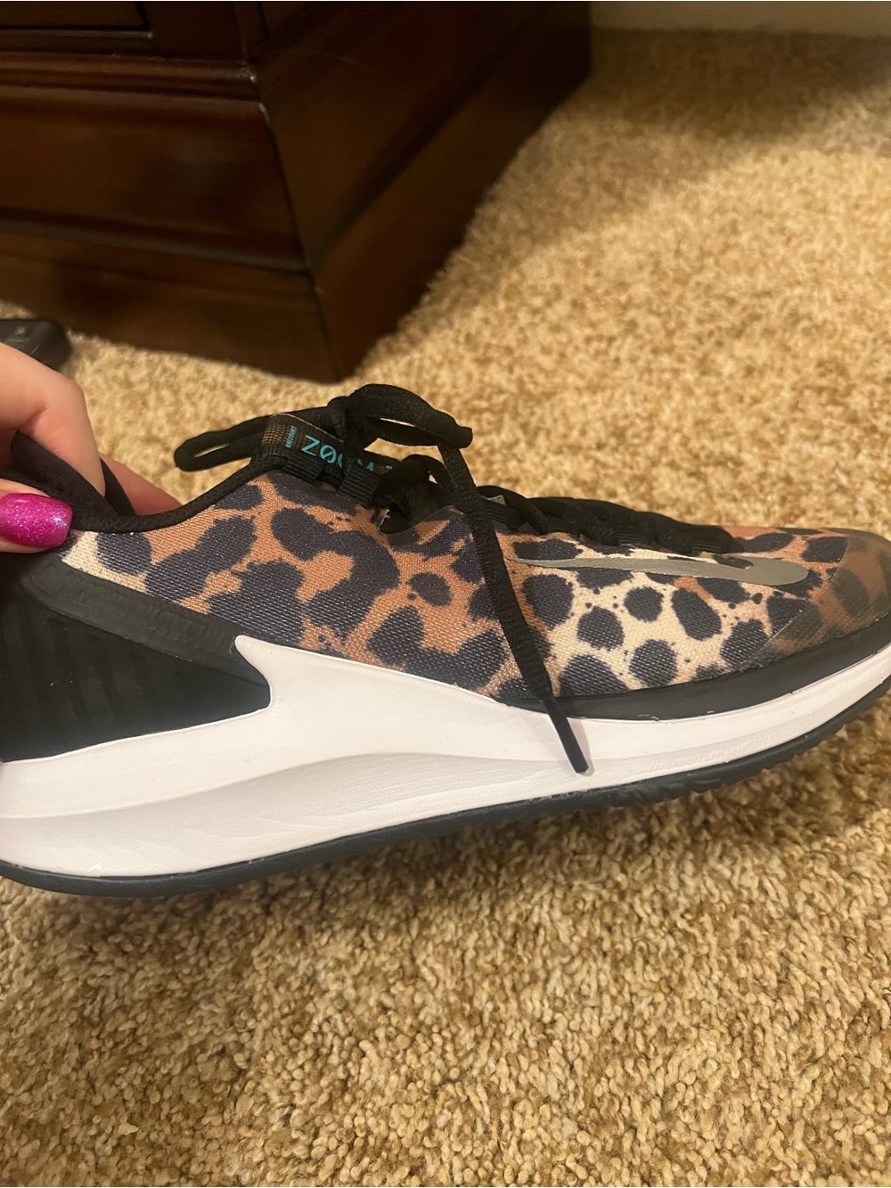 Nike Court Zoom Leopard Print Sneakers Size 7 1/2 - Picture 10 of 16
